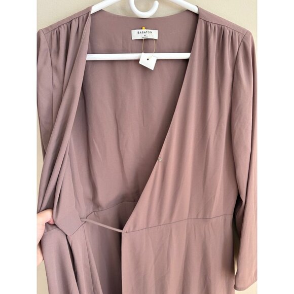 Aritzia Babaton Optima True Wrap Mini Dress Size M  Mauve Mocha Mousse - Picture 10 of 16